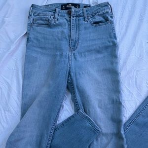 ultra high rise bleach washed jeans